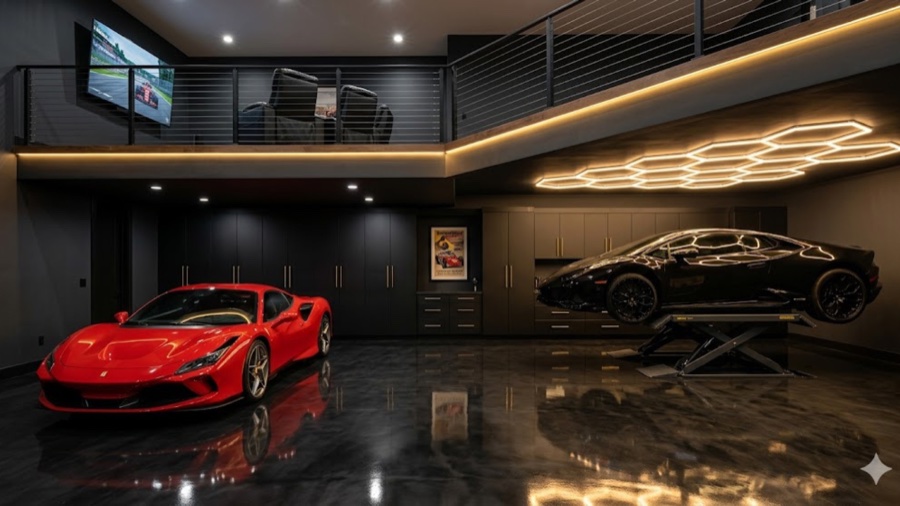 Custom buildout with scissor lift and display